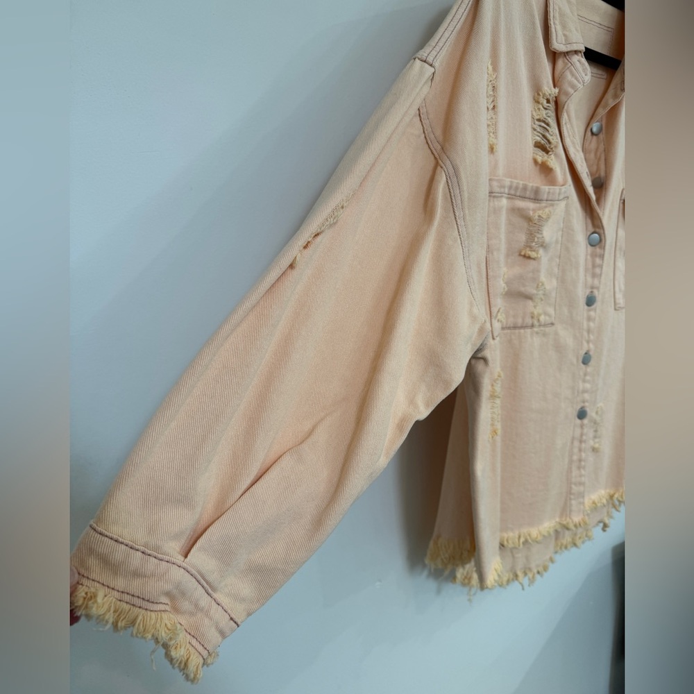 POL Beige Distressed Jean Jacket - Picture 5 of 6